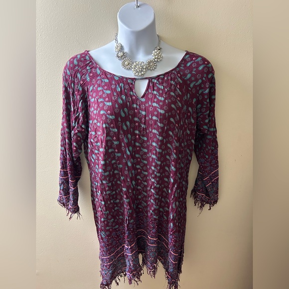 Tops - Elegant Purple Paisley Women's Top